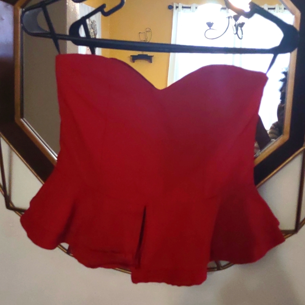 NWT WOMEN Crop Bustier Red Top